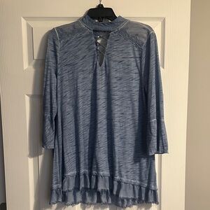 Umgee Light Blue Lace-Up Tunic